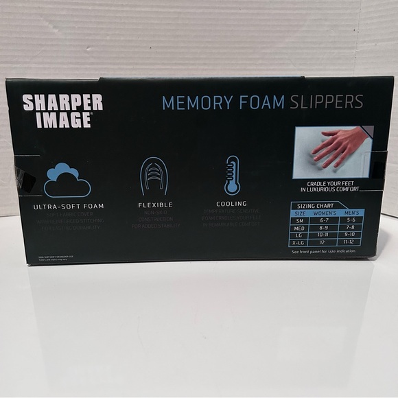 SHARPER IMAGE UNISEX MEMORY FOAM SLIPPERS SIZE MED MENS 7-8 LADIES 8-9 BROWN - Picture 4 of 4